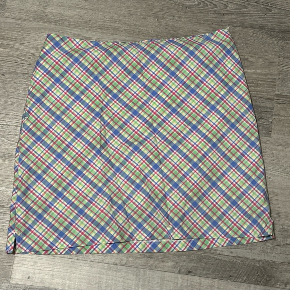 Greg Norman Collection Plaid Mini Skirt in Blue, Green, Pink, White